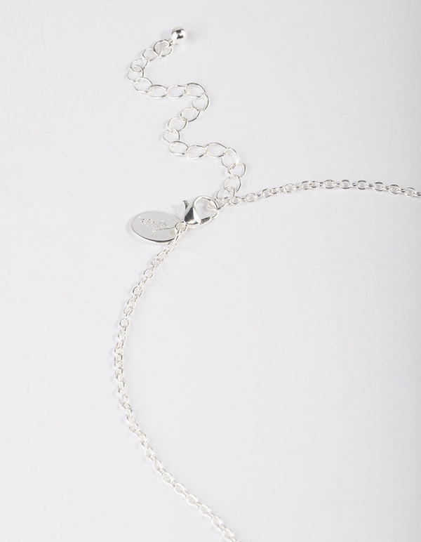Silver Plated Halo Cubic Zirconia Y-Necklace