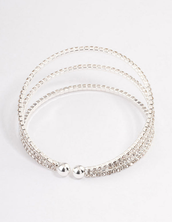Silver Plated Trio Row Wrist Cuff