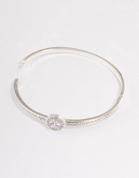 Silver Plated Halo Cubic Zirconia Bangle - link has visual effect only