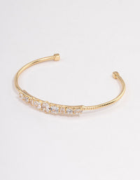 Gold Plated Gradual Cubic Zirconia Wrist Cuff - link has visual effect only