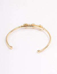 Gold Plated Cubic Zirconia Trio Flower Wrist Cuff - link has visual effect only