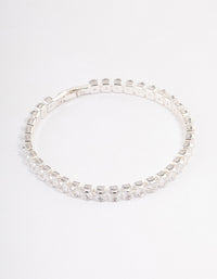 Silver Plated Square Cubic Zirconia Tennis Bracelet - link has visual effect only