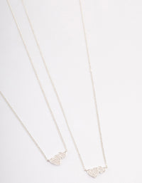 Silver Plated Cubic Zirconia Linked Hearts Necklace Pack - link has visual effect only