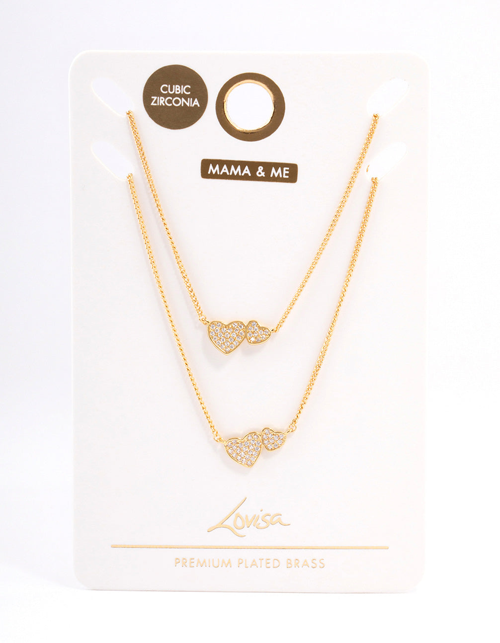 Gold Plated Cubic Zirconia Linked Hearts Necklace Pack