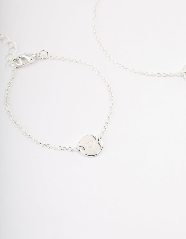 Silver Plated Heart Disc Bracelet Pack