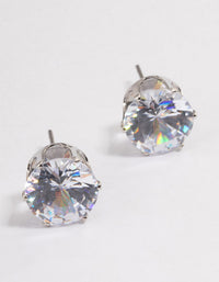 Silver Classic Large Diamante Stud Earrings - link has visual effect only