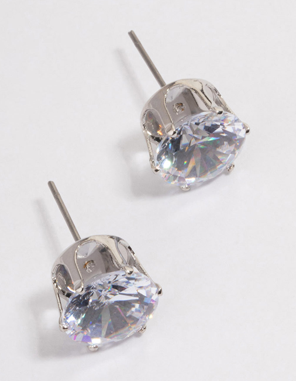 Silver Classic Large Diamante Stud Earrings