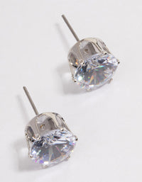 Silver Classic Large Diamante Stud Earrings - link has visual effect only