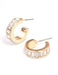 Gold Mini Baguette Hoop Earrings - link has visual effect only