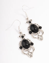 Black Oval Ornate Drop Earrings - link has visual effect only