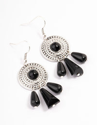 Black Round Boho Mixed Beaded Drop Earrings - link has visual effect only