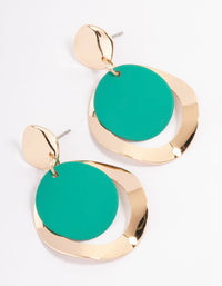 Green Warped Open Disc Drop Earrings - link has visual effect only