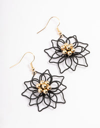Black Wire Flower Drop Earrings - link has visual effect only