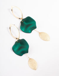 Green Open Marquise Petal Drop Earrings - link has visual effect only