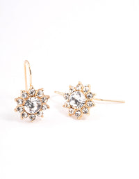 Gold Encrusted Diamante Flower Drop Earrings - link has visual effect only