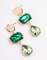 Green Baguette & Pear Graduated Drop Earrings - link has visual effect only