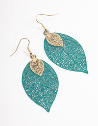 Green Double Leaf Drop Earrings - link has visual effect only
