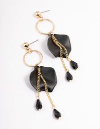 Black Circle Petal Facet Drop Earrings - link has visual effect only