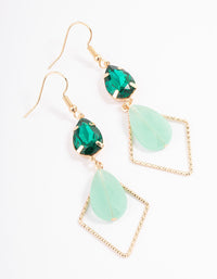 Green Double Pearl Twisted Drop Earrings - link has visual effect only