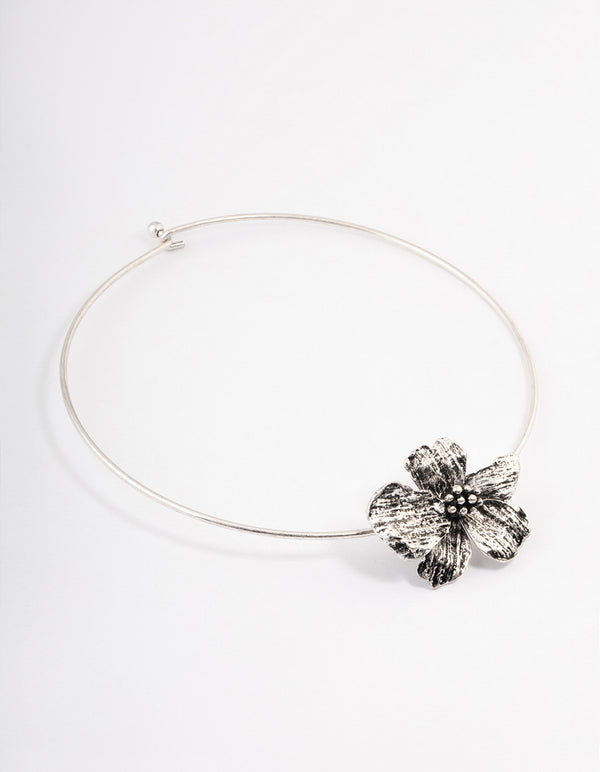 Silver Hibiscus Choker