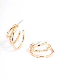 Gold Plain & Twisted Illusion Hoops - link has visual effect only