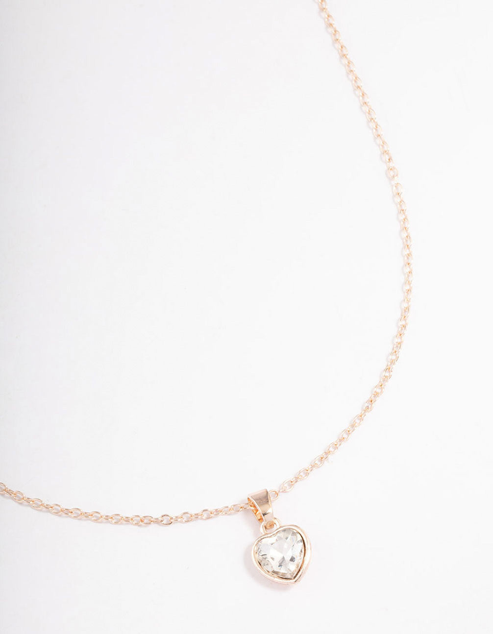 Rose Gold Encased Diamante Heart Necklace