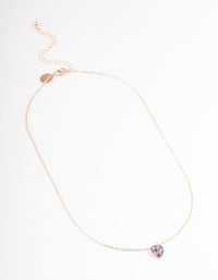 Rose Gold Basic Heart Stone Necklace - link has visual effect only