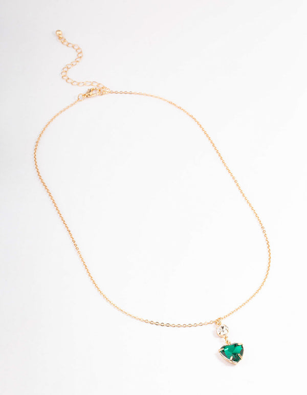 Gold Round & Heart Drop Necklace