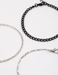Silver Figaro & Link Bracelet Pack - link has visual effect only