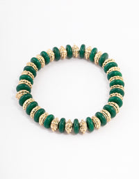 Gold Mixed Texture Disc Stretch Bracelet - link has visual effect only