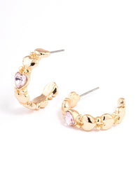 Blush Cute Diamante Heart Hoop Earrings - link has visual effect only