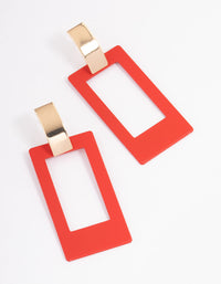 Red Large Open Square Drop Earrings - link has visual effect only