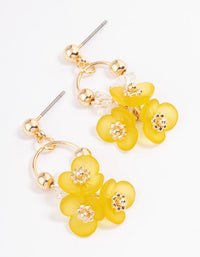 Yellow Dainty Frosted Flower Drop Earrings - link has visual effect only