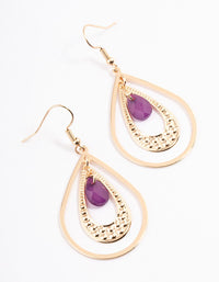 Purple Double Open Teardrop Earrings - link has visual effect only
