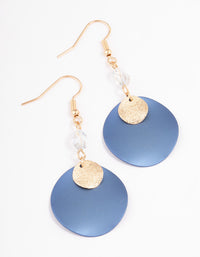 Navy Facet & Double Disc Drop Earrings - link has visual effect only