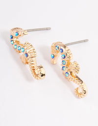 Blue Diamante Seahorse Stud Earrings - link has visual effect only