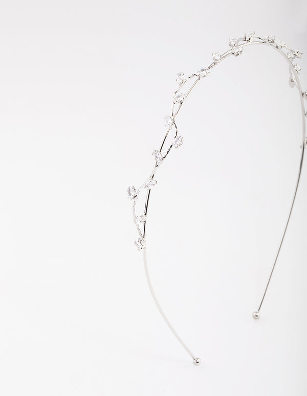 Gold Cubic Zirconia Dainty Vine Headband