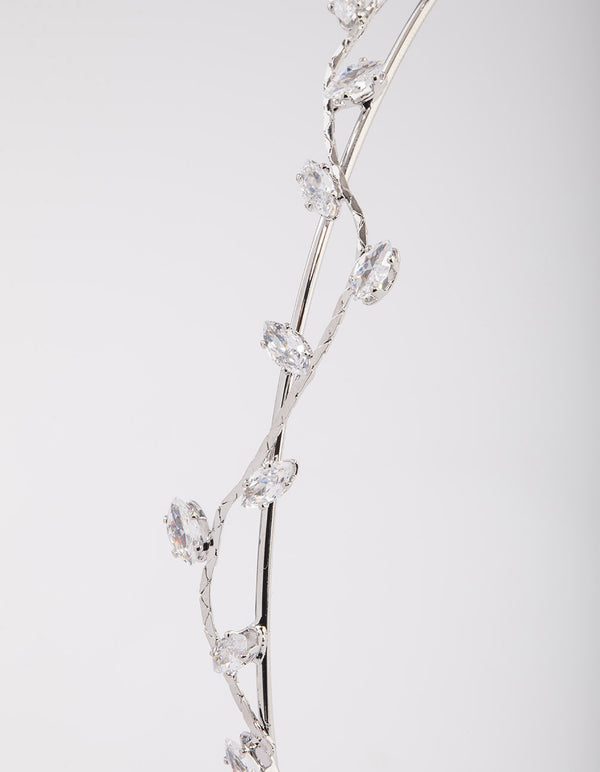 Gold Cubic Zirconia Dainty Vine Headband
