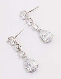 Silver Graduating Stone Pear Drop Earrings - link has visual effect only