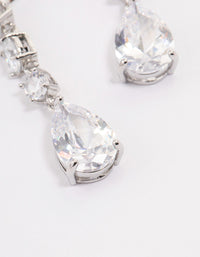 Silver Graduating Stone Pear Drop Earrings - link has visual effect only