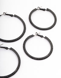 Coated Black Mixed Diamante Hoop Earrings - link has visual effect only