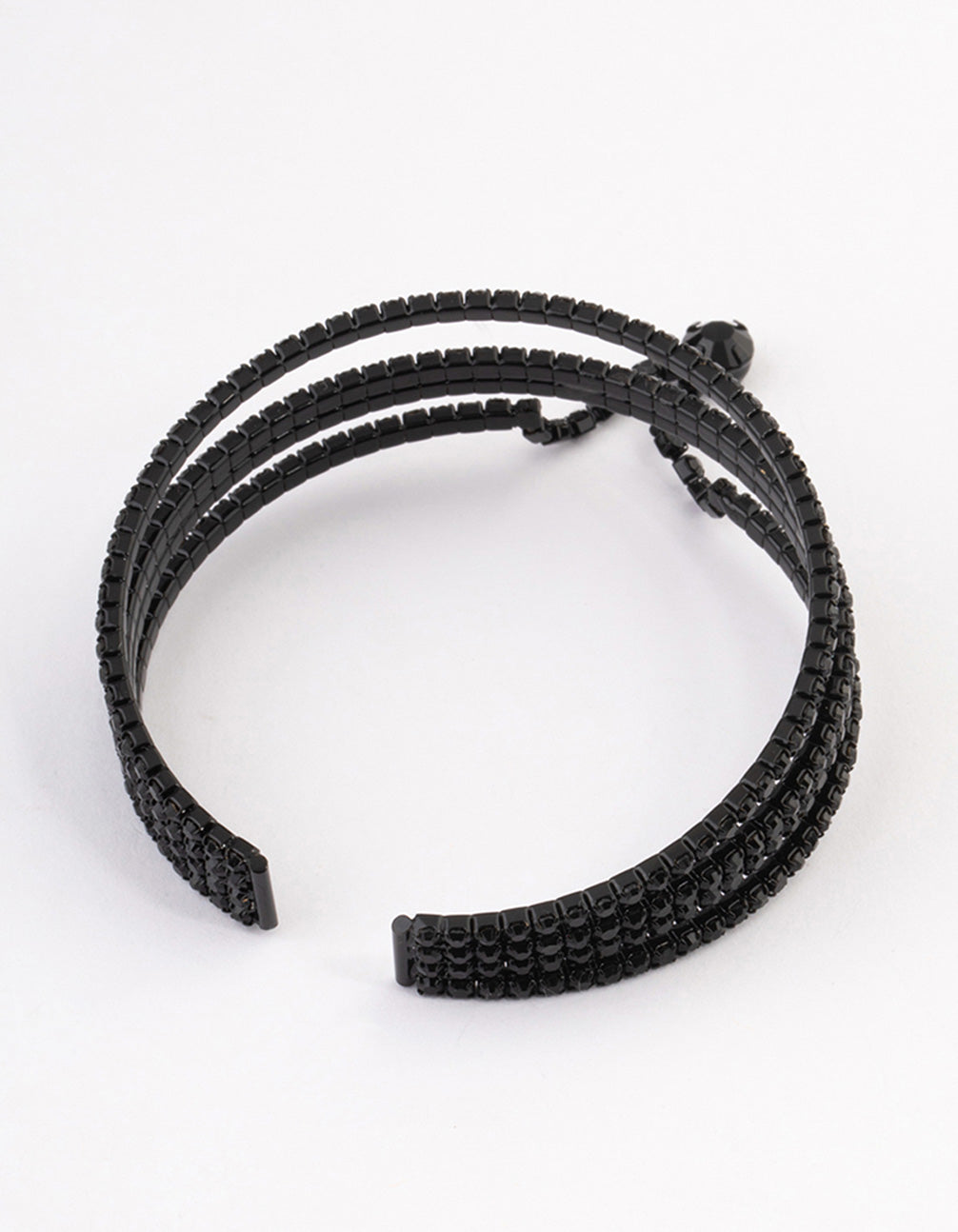 Coated Black Diamante Triangle Drop Wrist Cuff