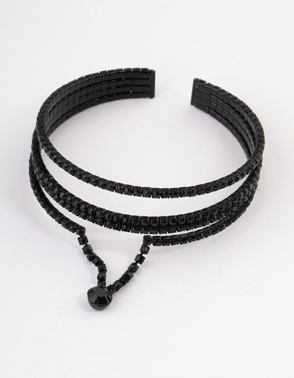Coated Black Diamante Triangle Drop Wrist Cuff