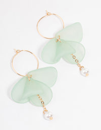 Mint Pearl Station Pearl Hoop Earrings - link has visual effect only