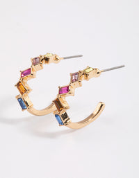 Gold Zig Zag Baguette Hoop Earrings - link has visual effect only