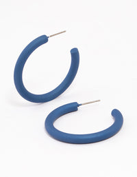 Blue Coated Simple Medium Hoop Earrings - link has visual effect only