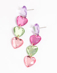 Gold Mixed Graduating Heart Drop Earrings - link has visual effect only