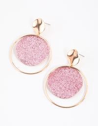 Pink Glitter Mixed Disc Drop Earrings - link has visual effect only
