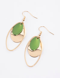 Green Oval Open Disc Drop Earrings - link has visual effect only