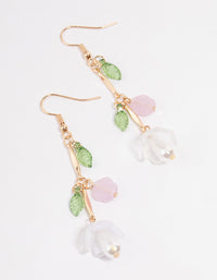 Gold Pretty Petal & Flower Drop Earrings - link has visual effect only